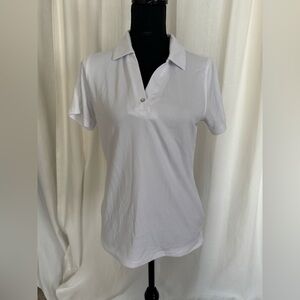 Pebble Beach White Short Sleeve Polo Button-Down Top